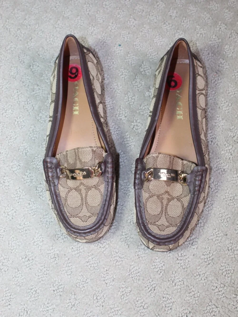 Coach Frida Signature C Driving Loafers Brown Patent Women’s 9B EUC Preppy Y2K